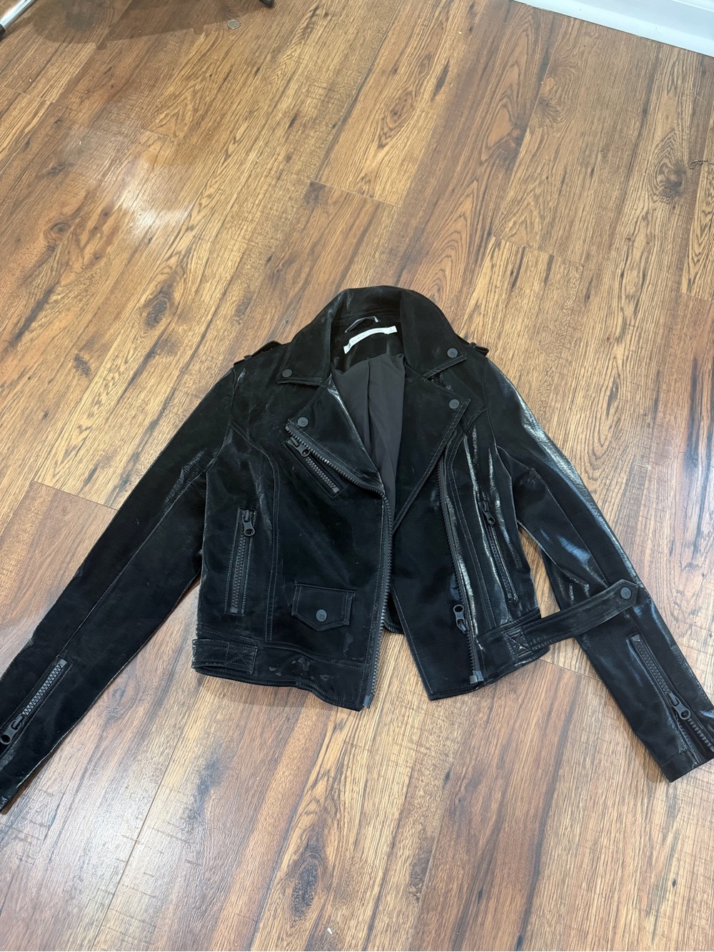 Blanc Noir Black Suede & Leather Moto Jacket - Women
